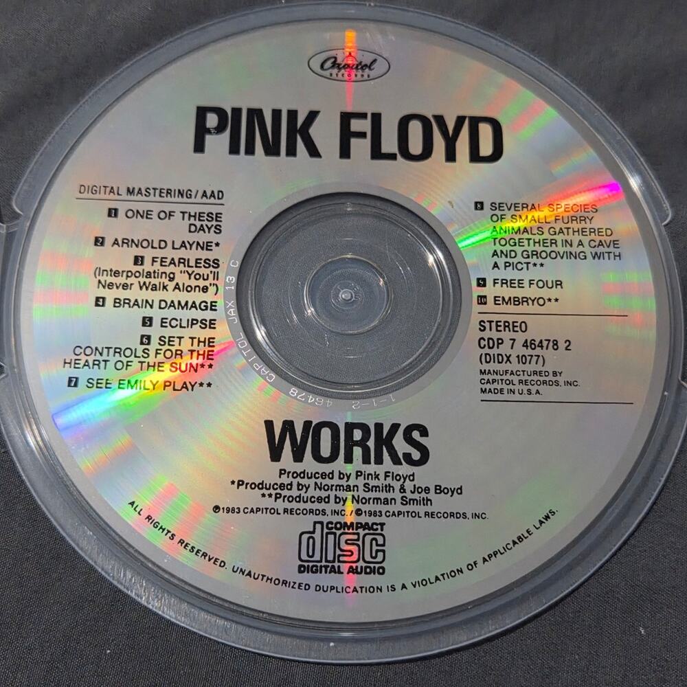 Vtg 1983 Pink Floyd WORKS CD